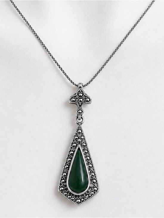 Jewelry - Vintage Art Deco Style Pendant Necklace Sterling Silver 18 Inch